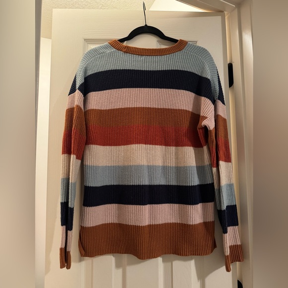 Madewell Thompson Pocket Crewneck Sweater in Rainbow Stripe - Picture 8 of 10